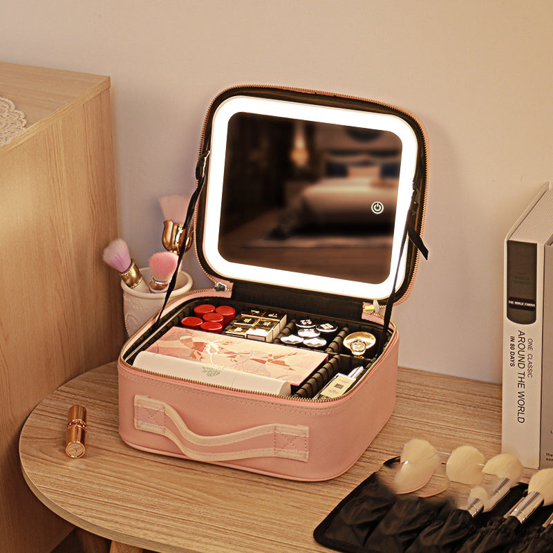 COSMETIQUERA CON ESPEJO LED